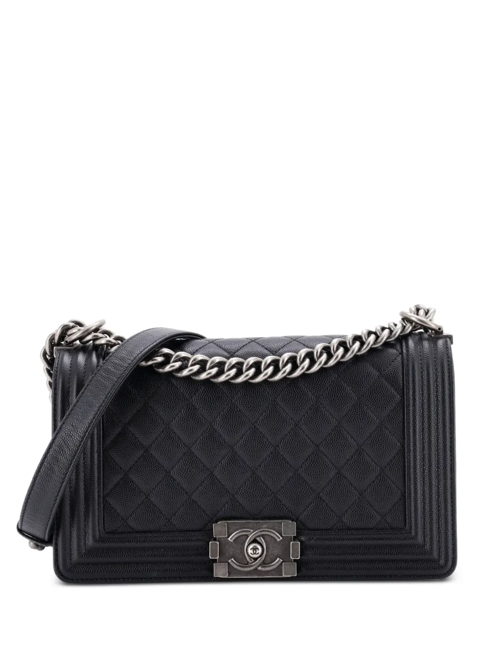 CHANEL Pre-Owned Boy Flap Bag Quilted Caviar Old Medium crossbody bag - Nero