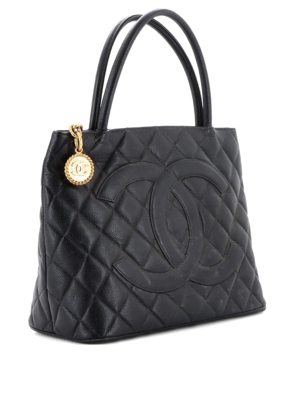 CHANEL Pre-Owned Borsa tote Medallion in pelle Caviar trapuntata - Nero