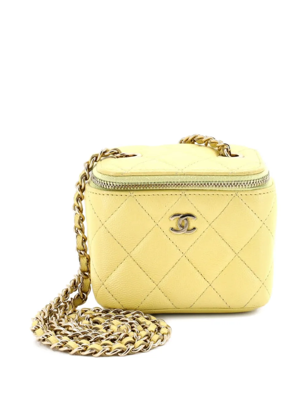 CHANEL Pre-Owned Classic Vanity Case with Chain Quilted Caviar Mini pouch - Giallo