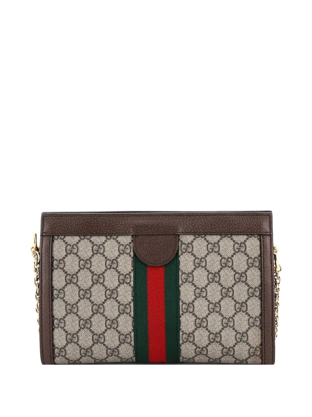 Gucci Pre-Owned Borsa a tracolla Ophidia piccola in tela cerata GG con catena - Marrone