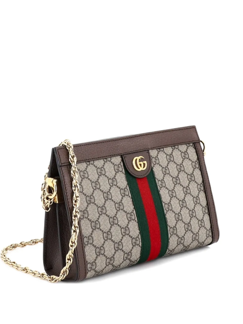 Gucci Pre-Owned Borsa a tracolla Ophidia piccola in tela cerata GG con catena - Marrone