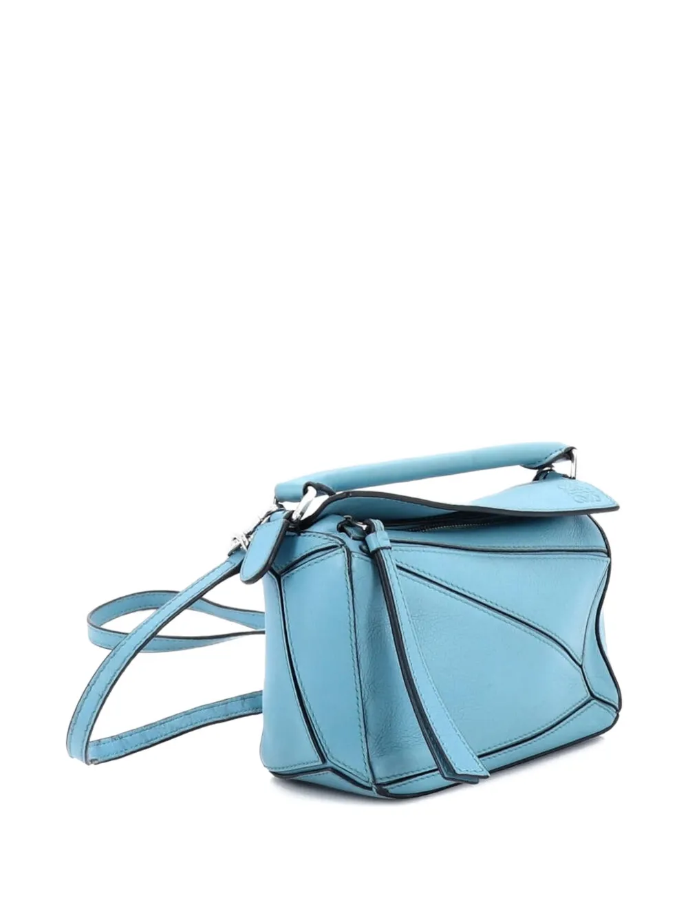  Loewe Pre-owned Puzzle Bag Leather Mini Crossbody Bag - Blue 