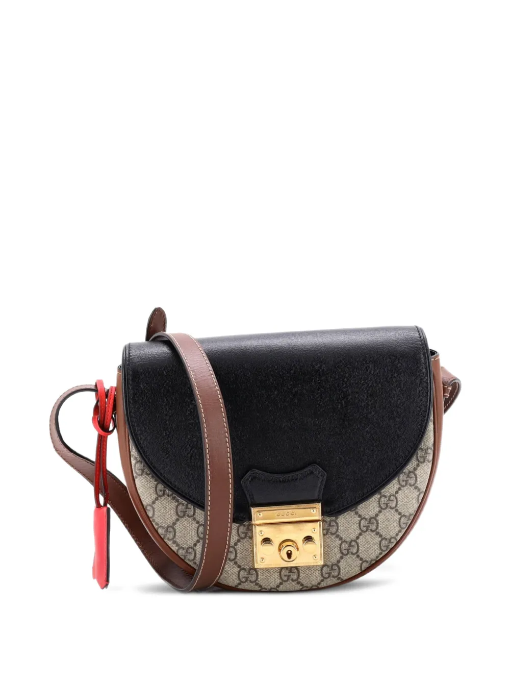 Gucci Pre-Owned Padlock Saddle Shoulder Bag GG Coated Canvas and Leather Small crossbody bag - Marrone