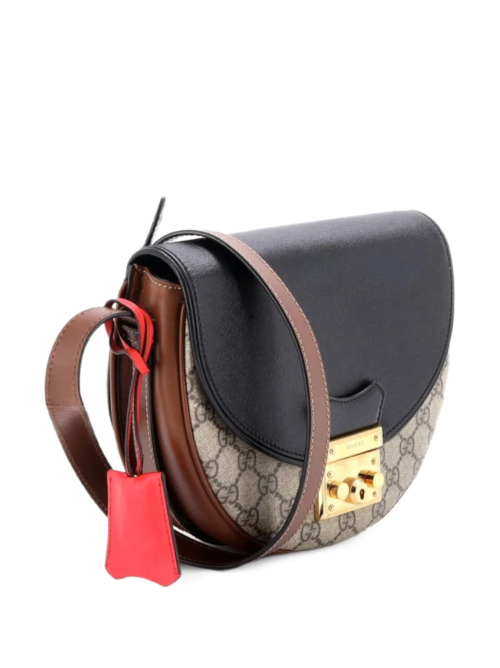 Padlock Saddle Shoulder Bag Gg Coated Canvas And Leather Small Crossbody Bag
