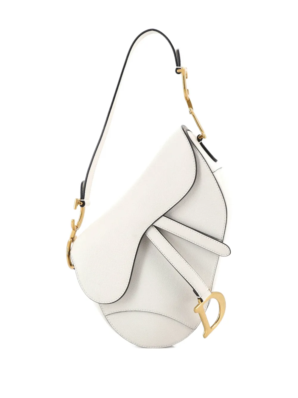 Christian Dior Pre-Owned Saddle Handbag Leather Medium shoulder bag - Bianco