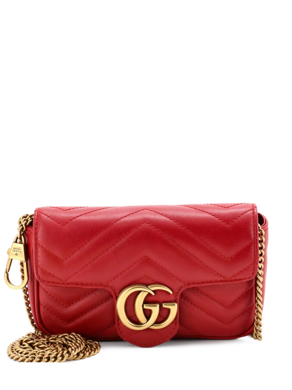 Gucci Pre-Owned GG Marmont Flap Bag Matelasse Leather Super Mini crossbody bag - Rosso