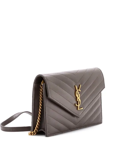 Saint Laurent Pre-Owned Classic Monogram Wallet on Chain Matelasse Chevron Leather Small crossbody bag