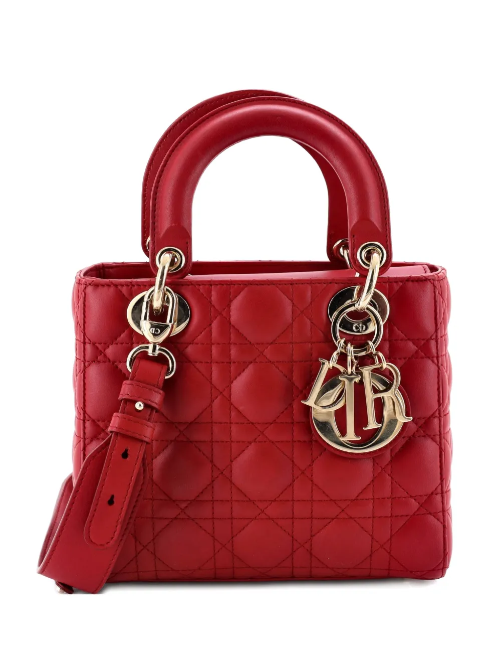 Christian Dior Pre-Owned My ABCDior Lady Dior Bag Cannage Quilt Lambskin crossbody bag - Rosso