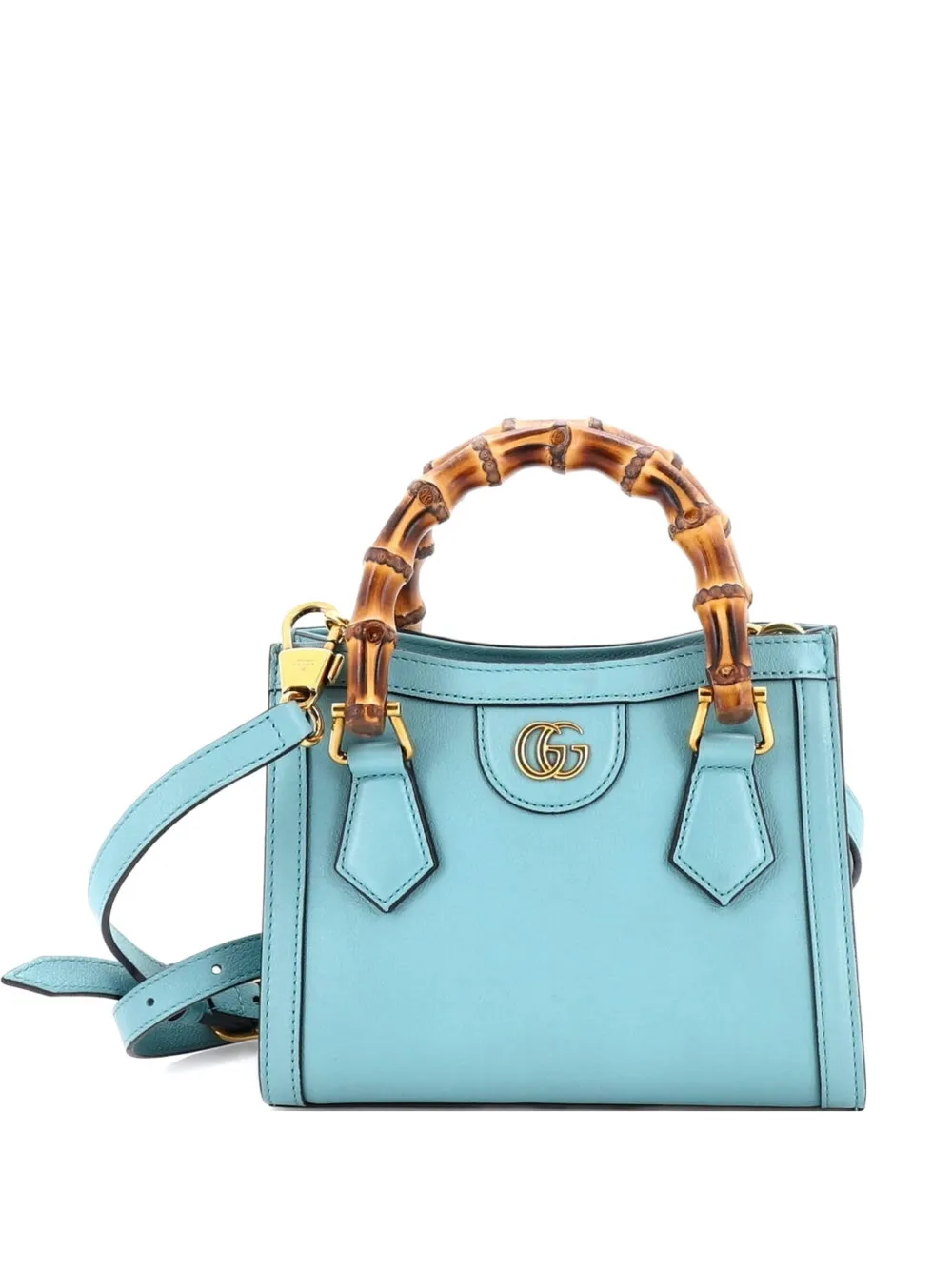 Gucci Pre-Owned Diana NM Bamboo Handle Tote Leather Mini crossbody bag - Blu