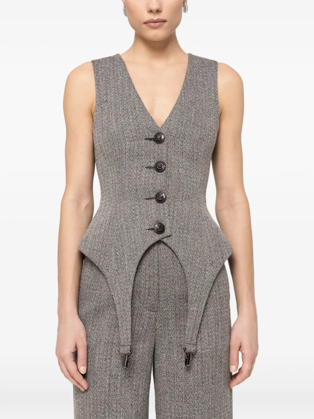 NISSA button single-breasted vest - Grau