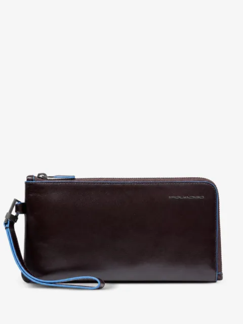 PIQUADRO logo-plaque leather clutch bag