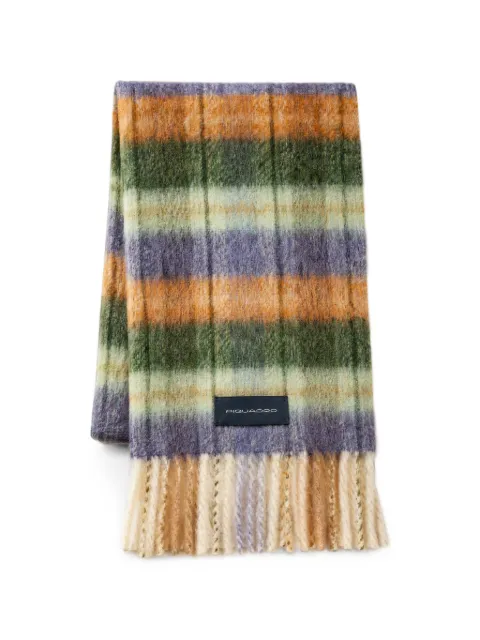 PIQUADRO check-pattern fringed scarf