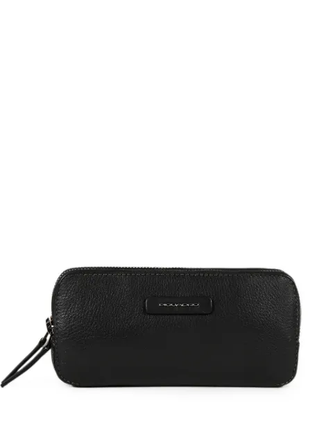 PIQUADRO pebbled logo-plaque clutch bag