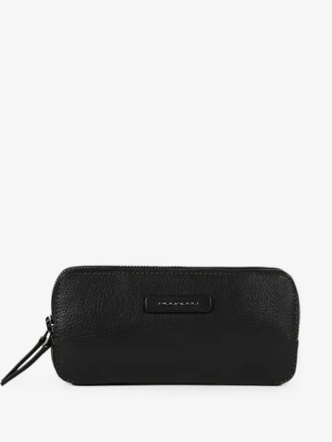 PIQUADRO pebbled logo-plaque clutch bag