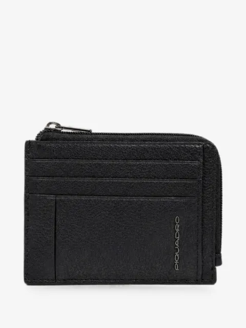 PIQUADRO logo-plaque zipped card holder