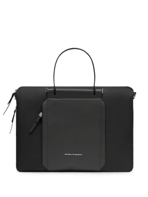 PIQUADRO logo-plaque leather-trim briefcase