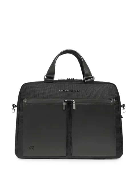 PIQUADRO logo-plaque panelled briefcase