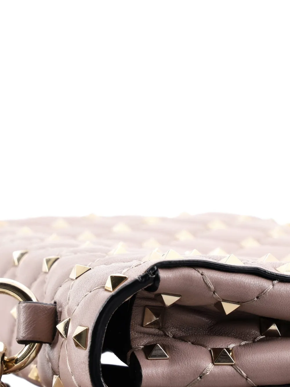 Pre-owned Valentino Garavani Rockstud Spike Flap Bag Quilted Leather Small Crossbody Bag In Pink