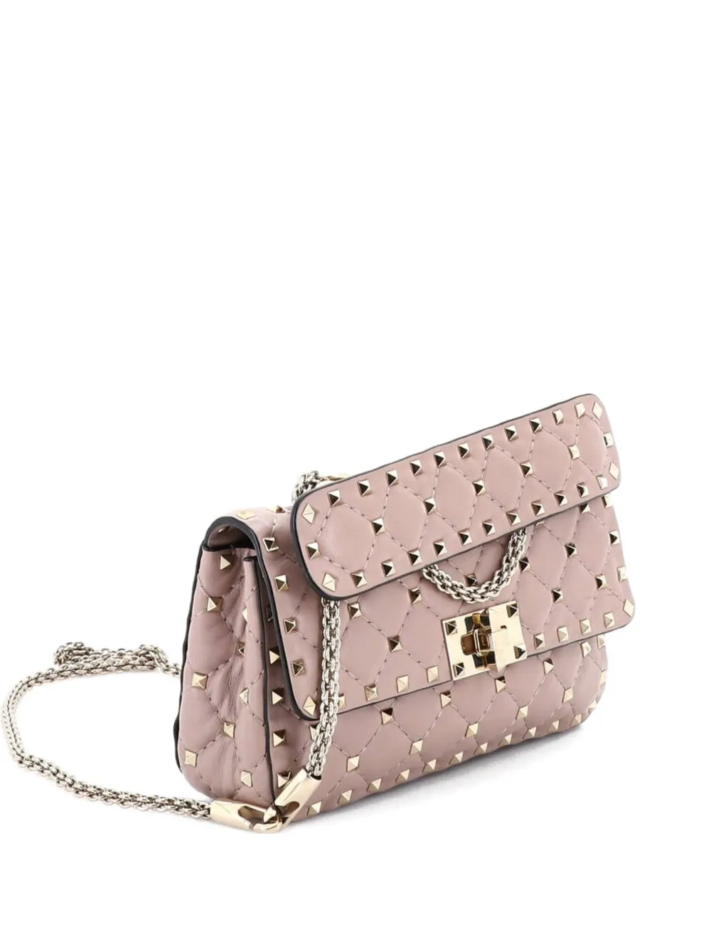 Valentino Garavani Pre-Owned Rockstud Spike Flap Bag Quilted Leather Small crossbody bag - Pink