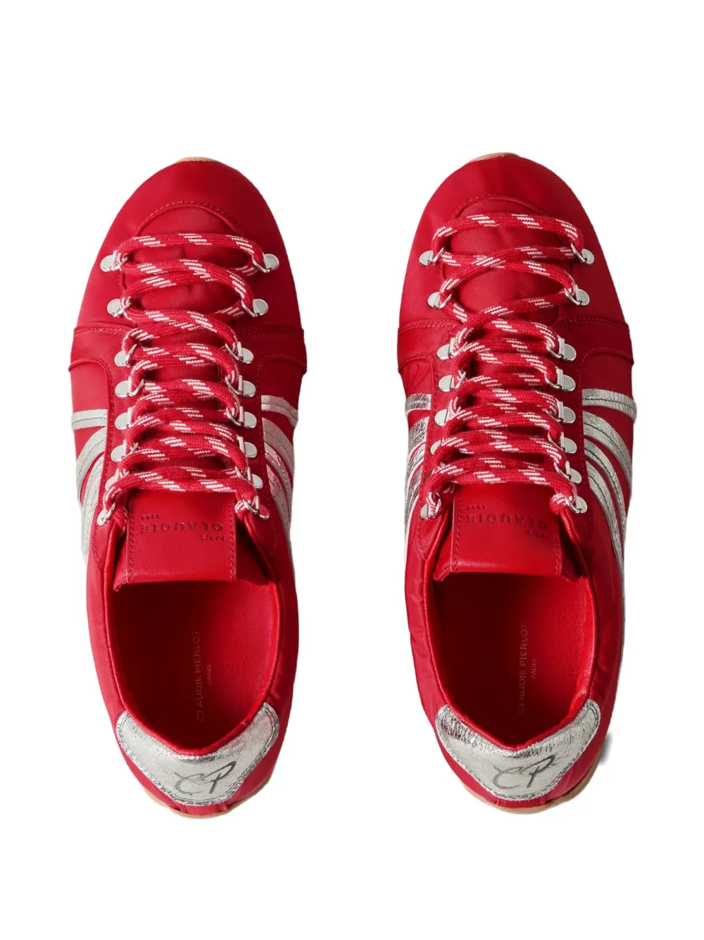 Claudie Pierlot Swing gestreepte sneakers Rood