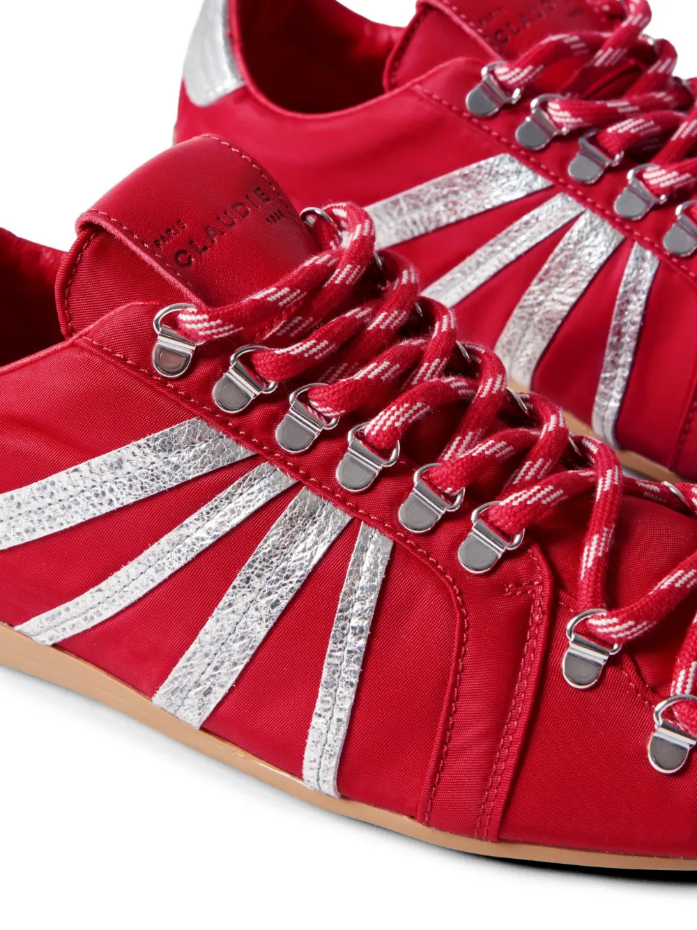 Claudie Pierlot Swing gestreepte sneakers Rood