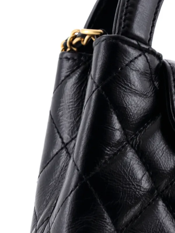 CHANEL Pre-Owned Kelly Top Handle Shopping Bag Quilted Shiny Aged