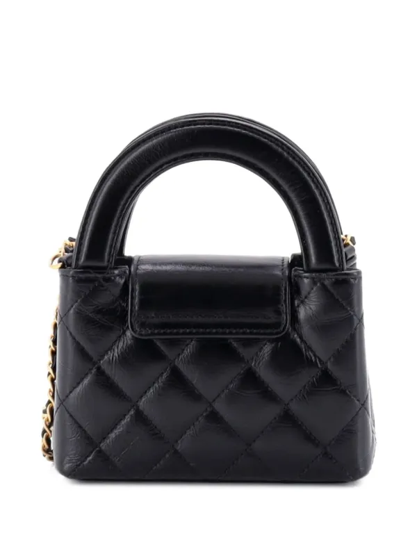 k*き様 CHANEL ブラックレザー バッグ New Chanel 23S Mini 22 Black Shiny Crumpled Calfskin Gold HDW