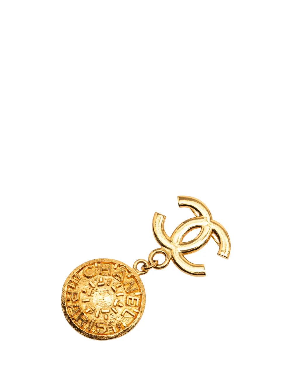 CHANEL Pre-Owned 1995 CC Gold Plated Medallion Brooch costume brooch - Oro