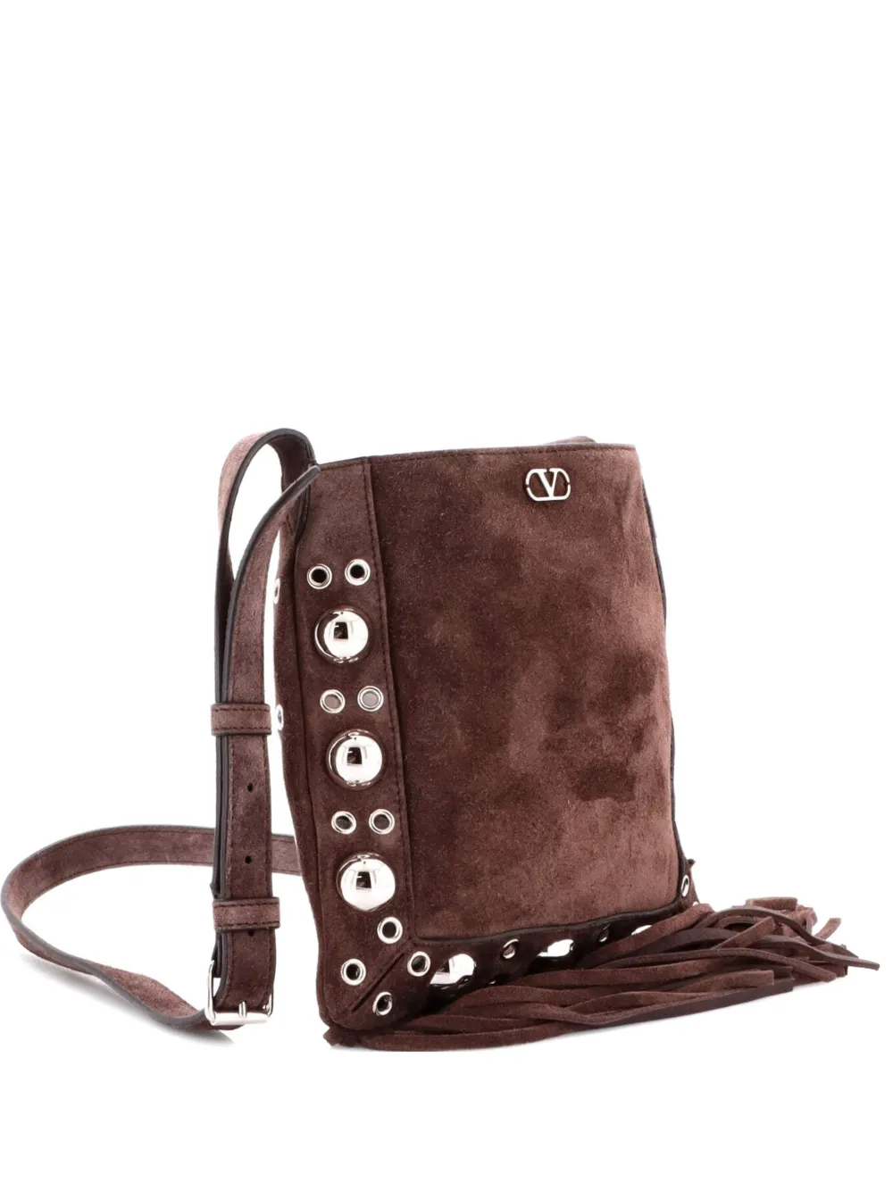 Valentino Garavani Pre-Owned Nellcote Shoulder Bag Studded Suede crossbody bag - Marrone