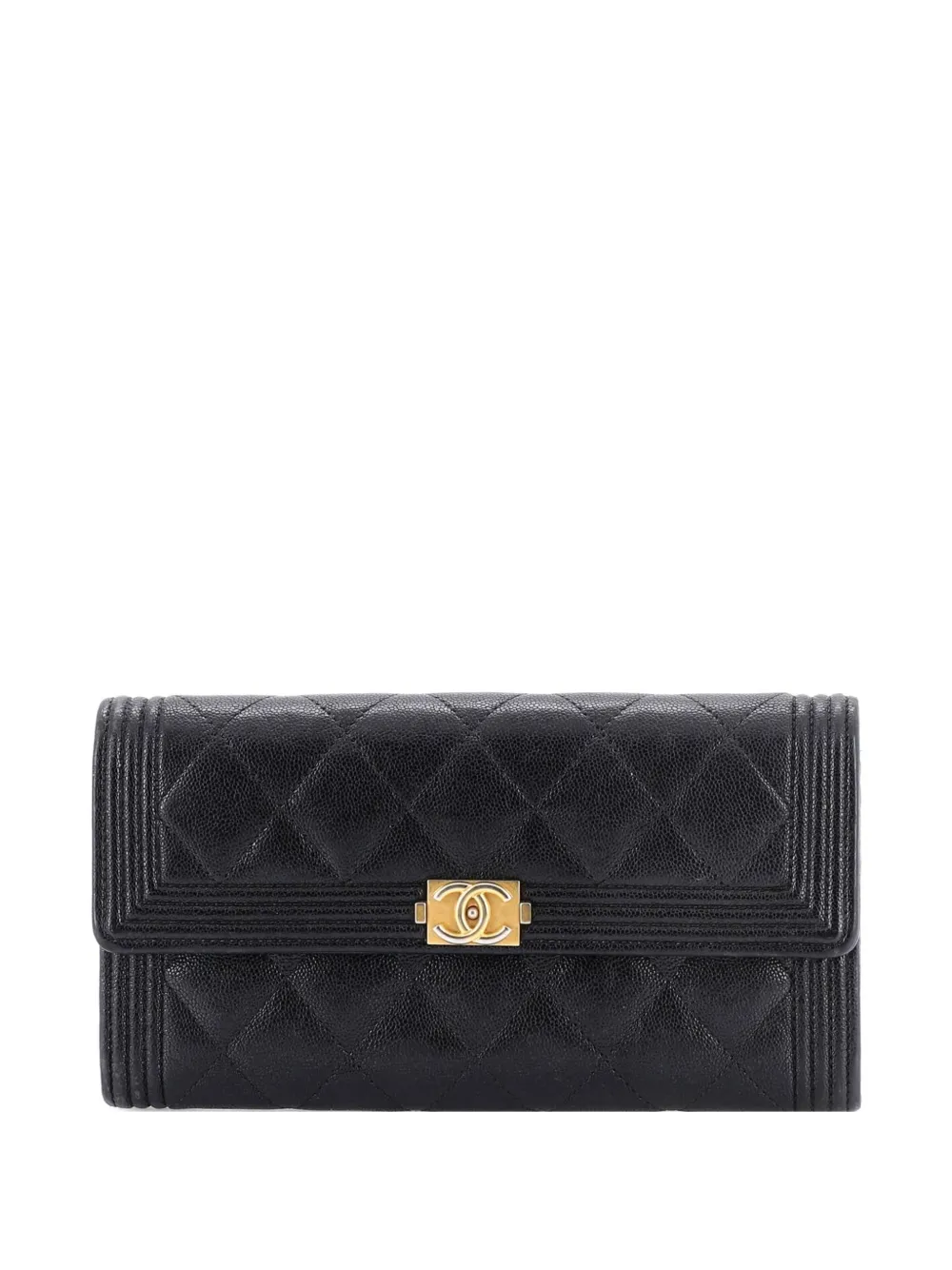 CHANEL Pre-Owned Boy Flap Wallet Quilted Caviar Long small wallets - Nero