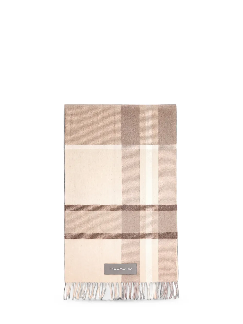 PIQUADRO check-pattern fringed scarf - Nude