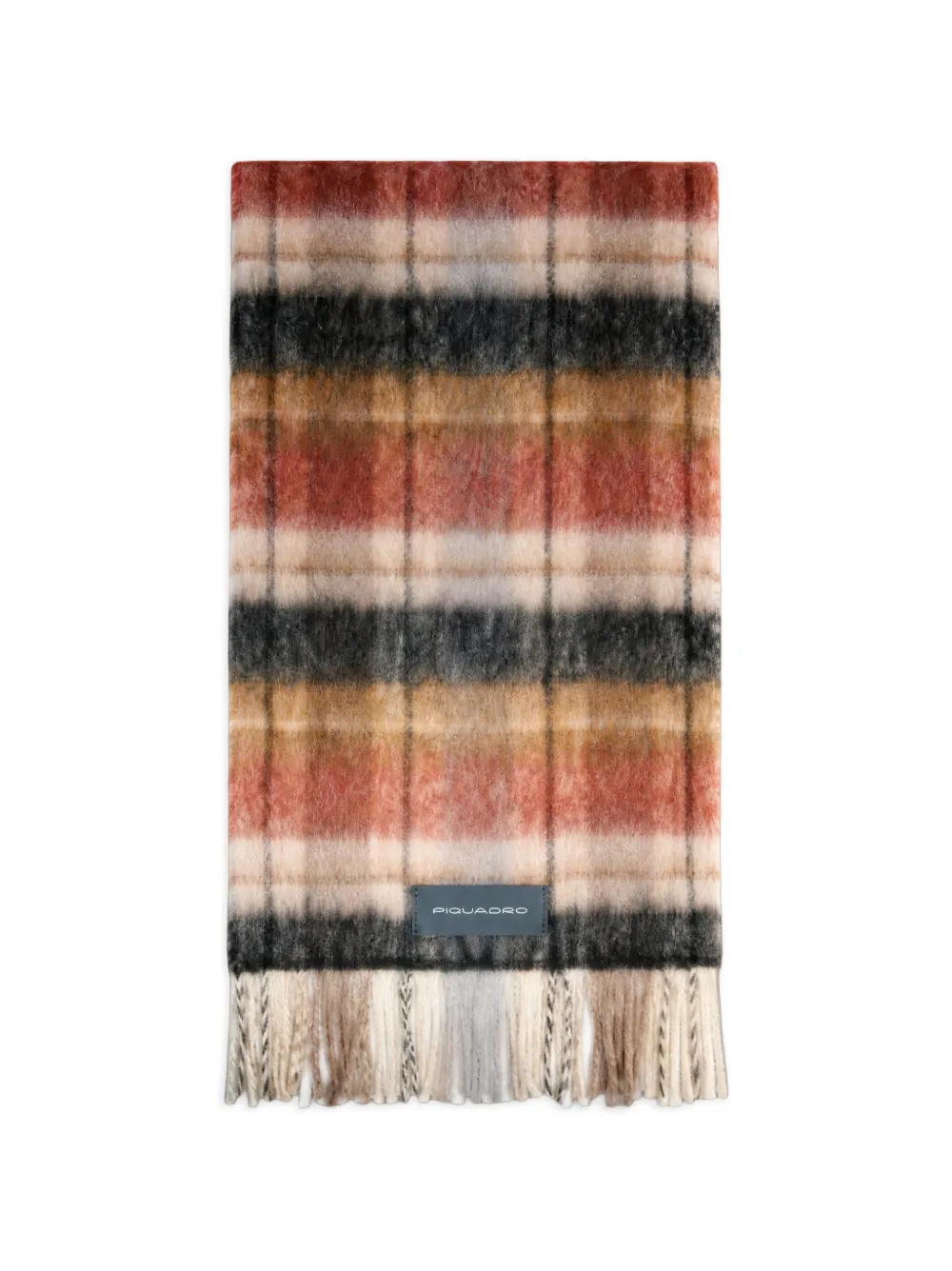 PIQUADRO check-pattern fringed scarf