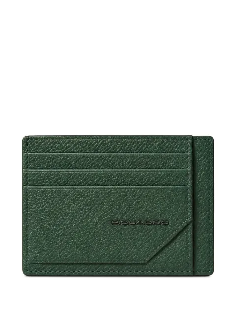 PIQUADRO logo-plaque pebbled card holder