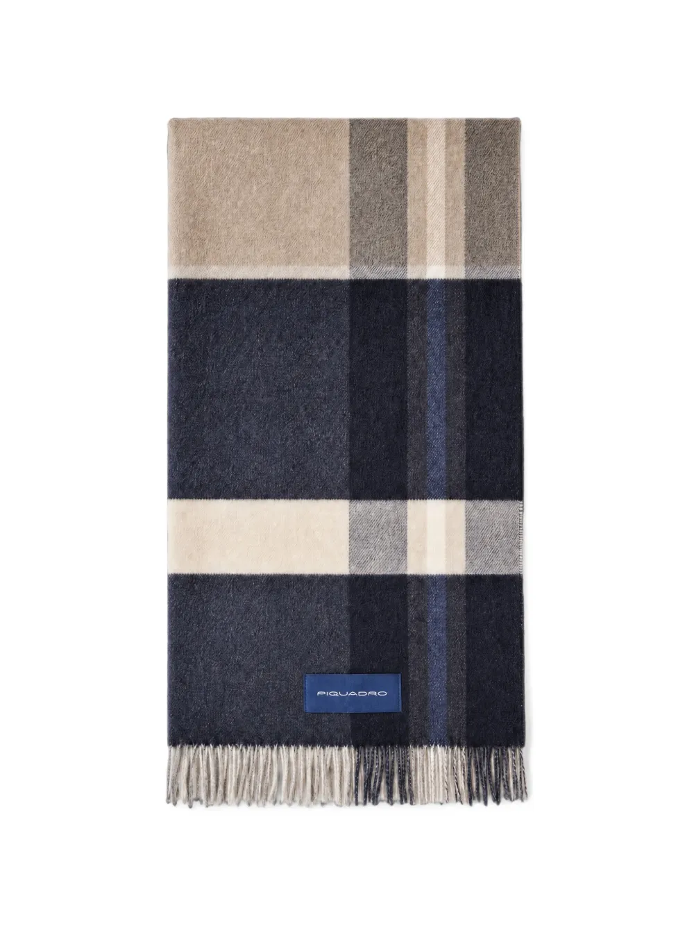 PIQUADRO check-pattern fringed scarf - Blau