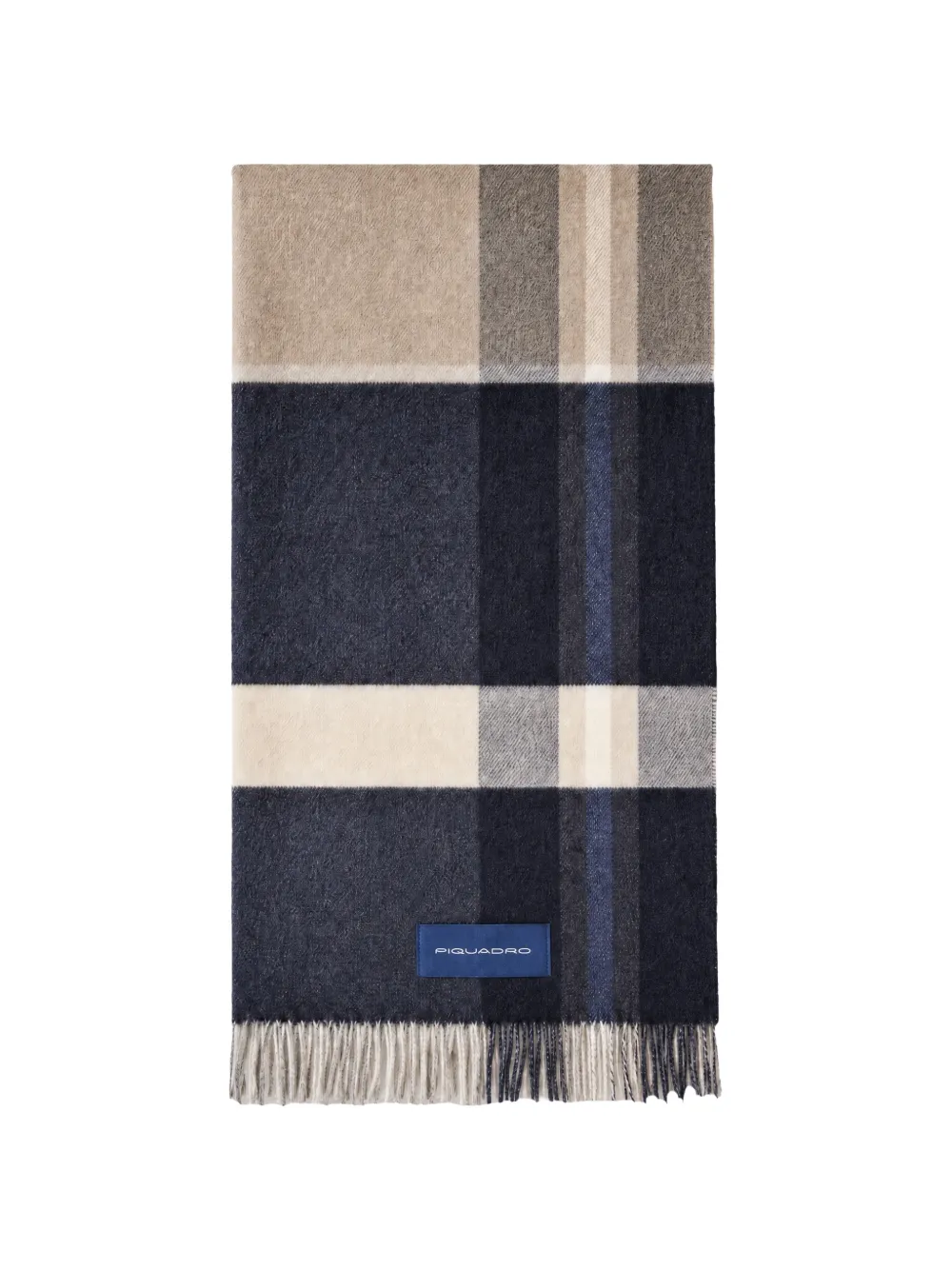 PIQUADRO check-pattern fringed scarf - Blu