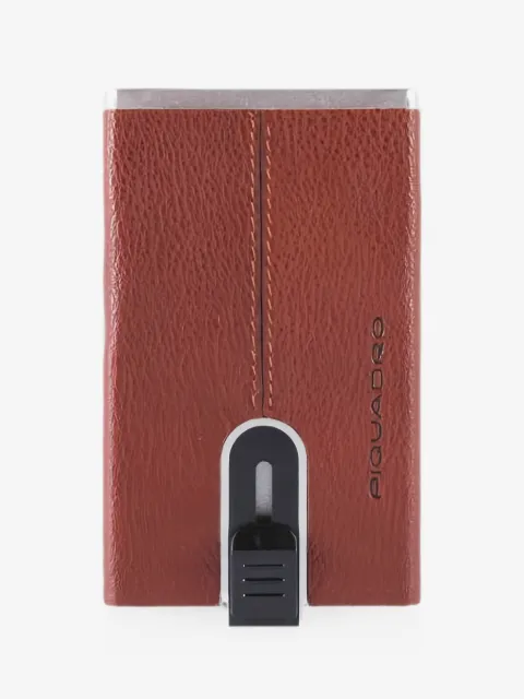 PIQUADRO logo-engraved leather cardholder