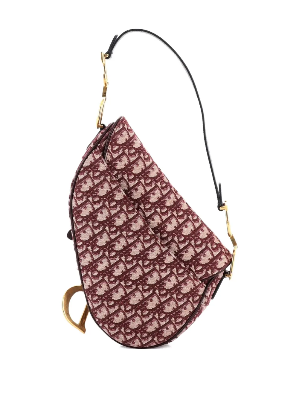  Christian Dior Pre-owned Saddle Handbag Oblique Canvas Medium Shoulder Bag - Red 