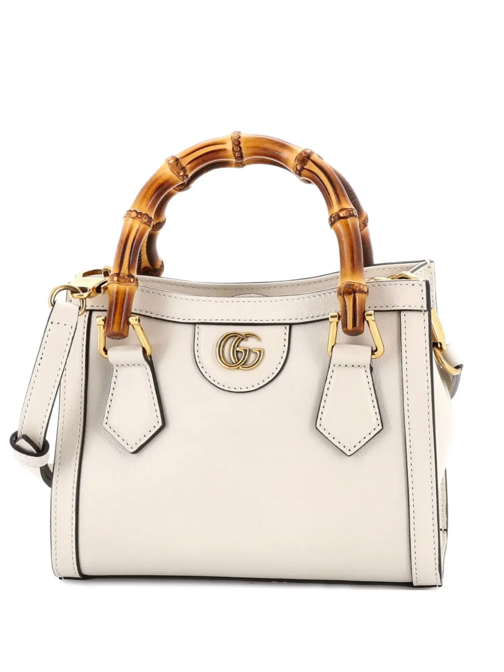 Gucci Pre-Owned Diana NM Bamboo Handle Tote Leather Mini crossbody bag - Bianco