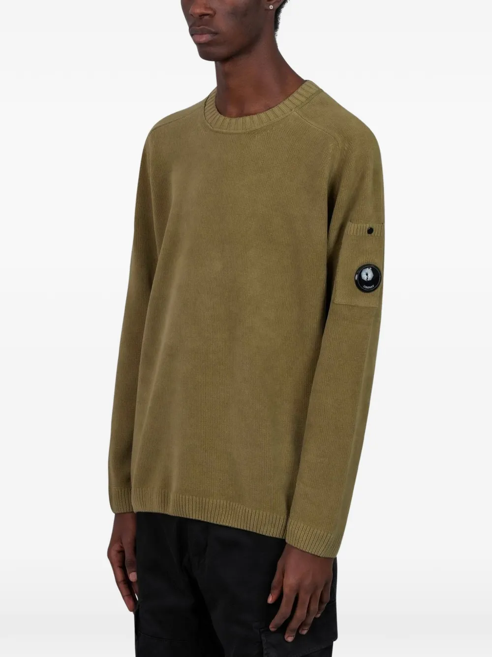 C.P. Company crew-neck sleeve-detail sweater - Groen