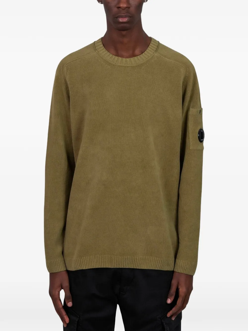 C.P. Company crew-neck sleeve-detail sweater - Verde