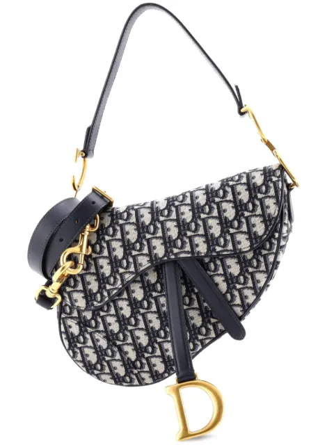 Christian Dior Pre-Owned サドル ハンドバッグ ウィズ ストラップ オブリーク キャンバス ミディアム ショルダーバッグ