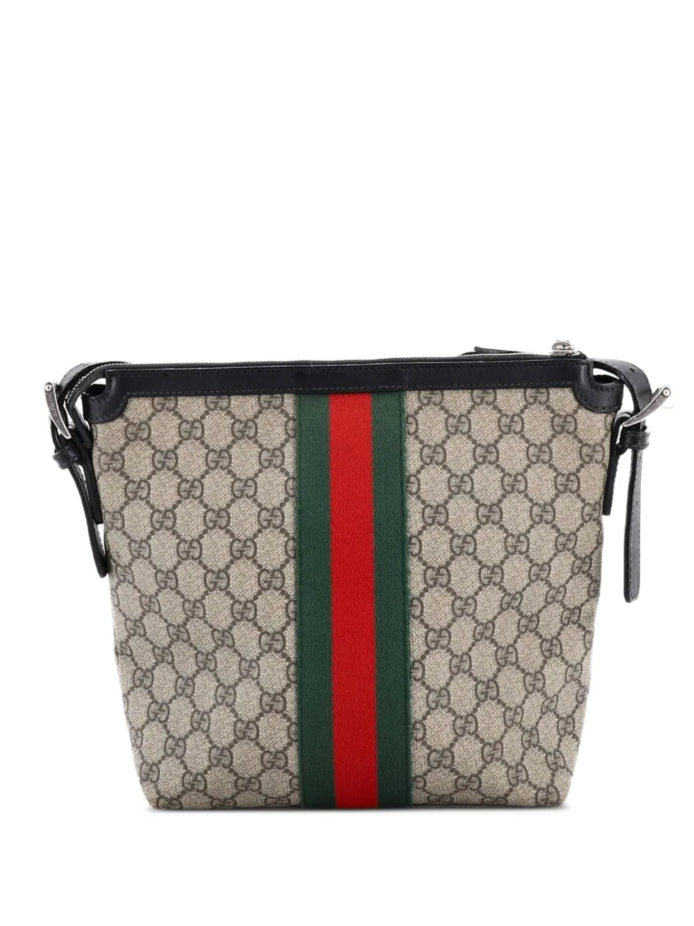 Gucci Pre-Owned Web Messenger Bag GG Coated Canvas Small crossbody bag - Nero