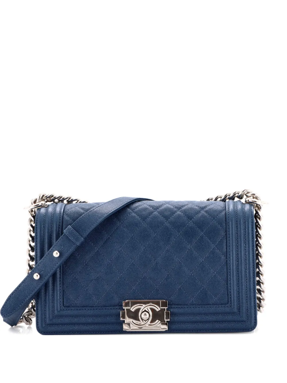 CHANEL Pre-Owned Boy Flap Bag Quilted Caviar Old Medium crossbody bag - Blu