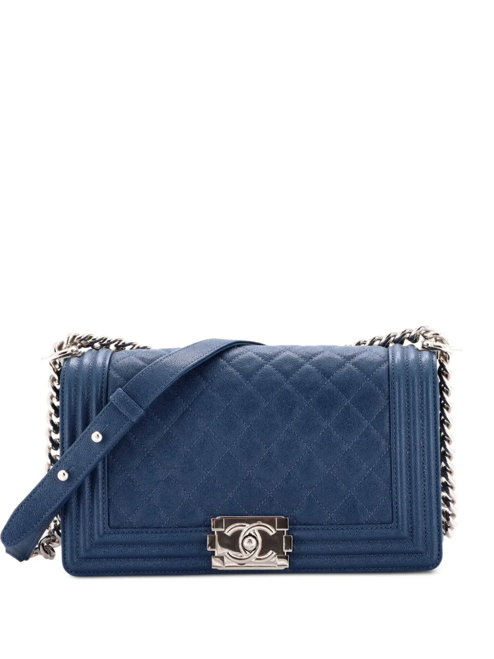 CHANEL Pre-Owned Boy Flap Bag Quilted Caviar Old Medium crossbody bag - Blue