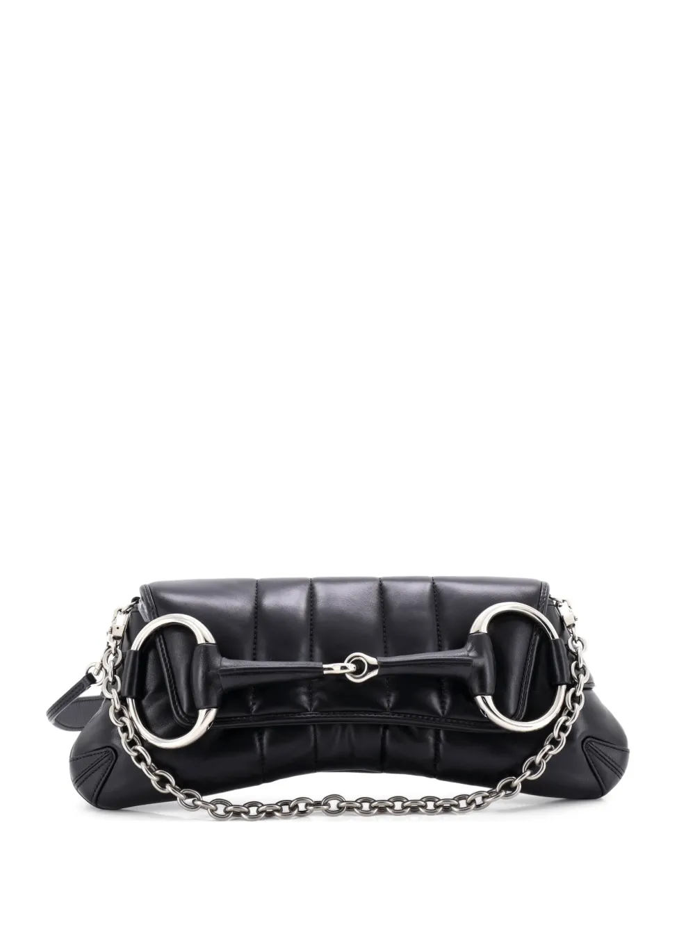 Gucci Pre-Owned Horsebit Chain Shoulder Bag Vertical Quilted Leather Medium clutch bag - Nero