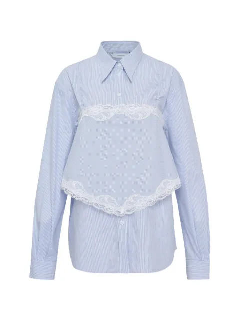 pushBUTTON lace-trim striped shirt