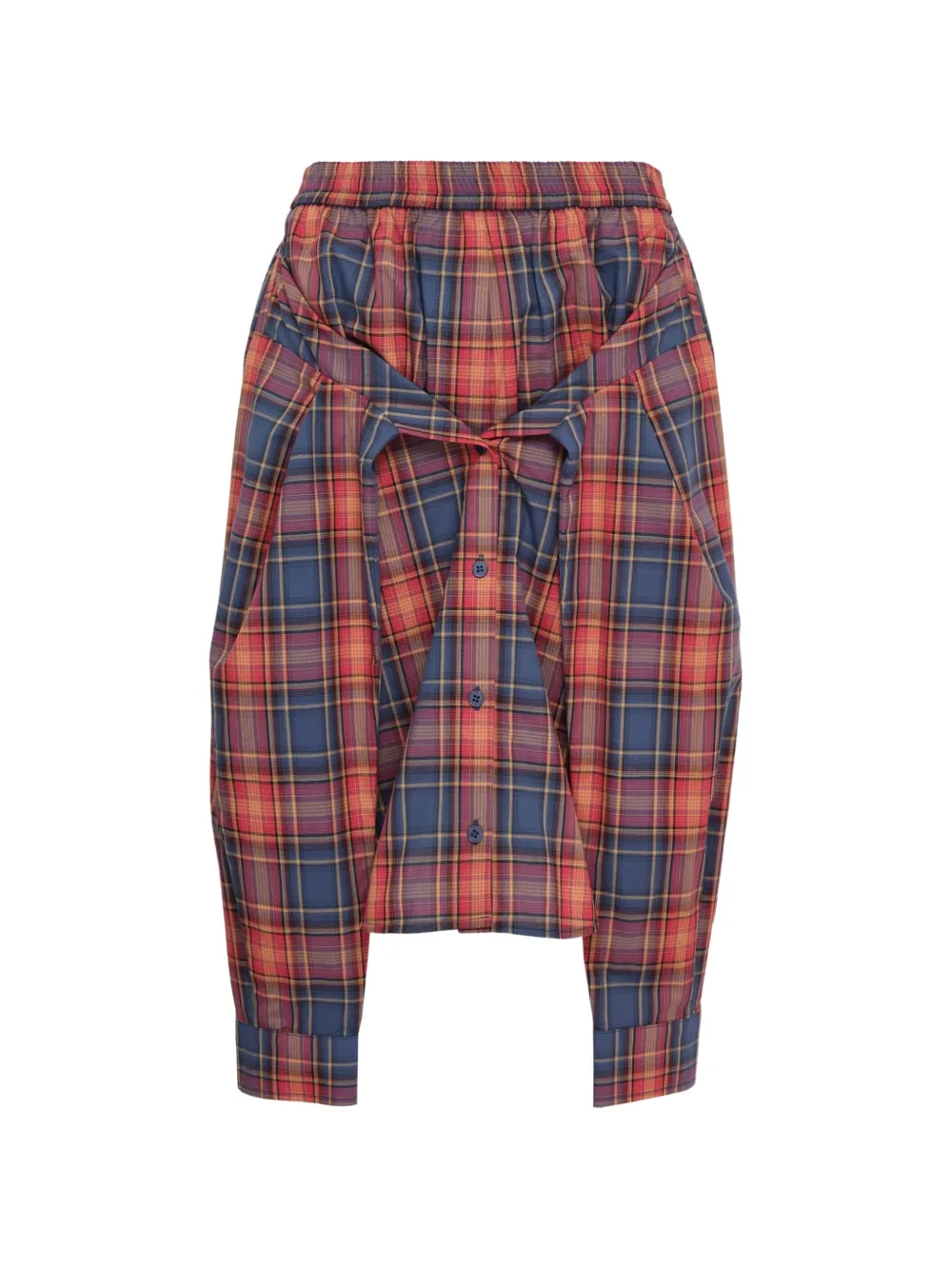 pushBUTTON buttoned tied-waist plaid skirt - Rosso