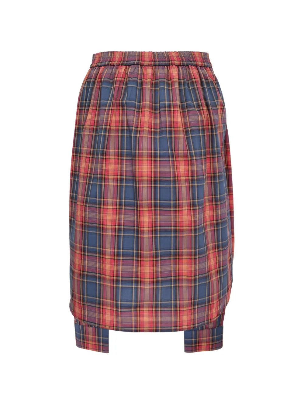 PushBUTTON buttoned tied-waist plaid skirt - Rood
