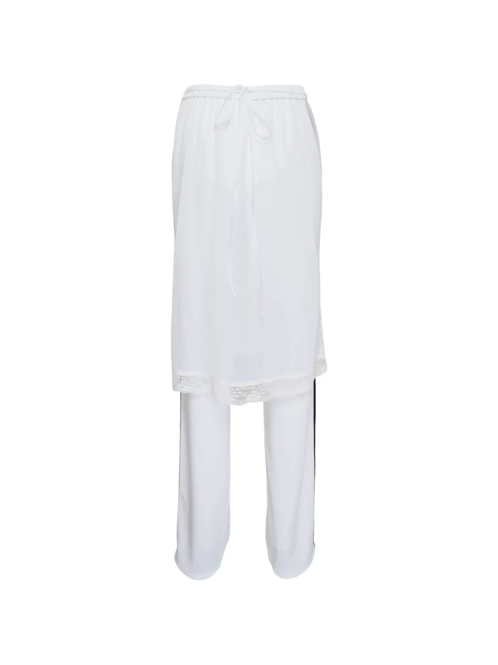 pushBUTTON lace-trim trousers - Bianco