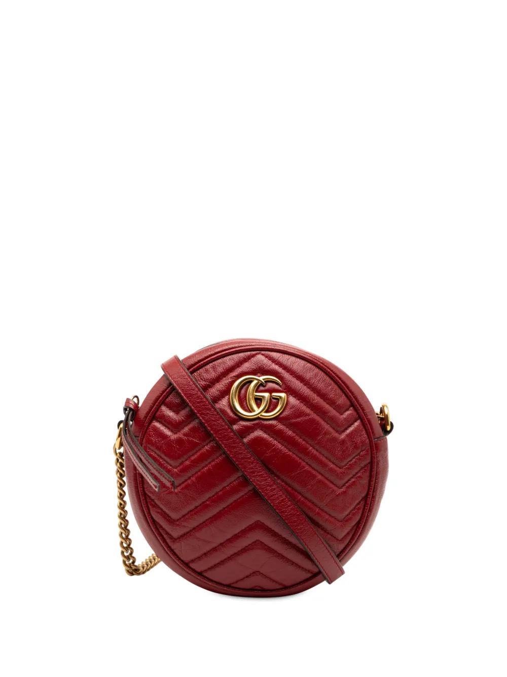 Gucci Pre-Owned 2016-2025 Mini GG Marmont Matelasse Leather Round crossbody bag - Red